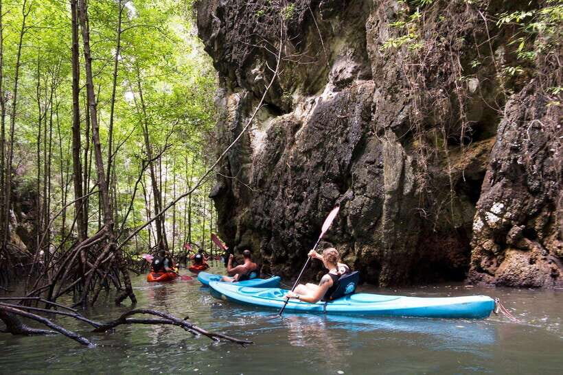 Krabi: Emerald Cool-Down & Kayak Odyssey in Din Daeng Canyon - Monkey Beach swim and Ko Ha (Five Island) paddling: breaks without losing momentum